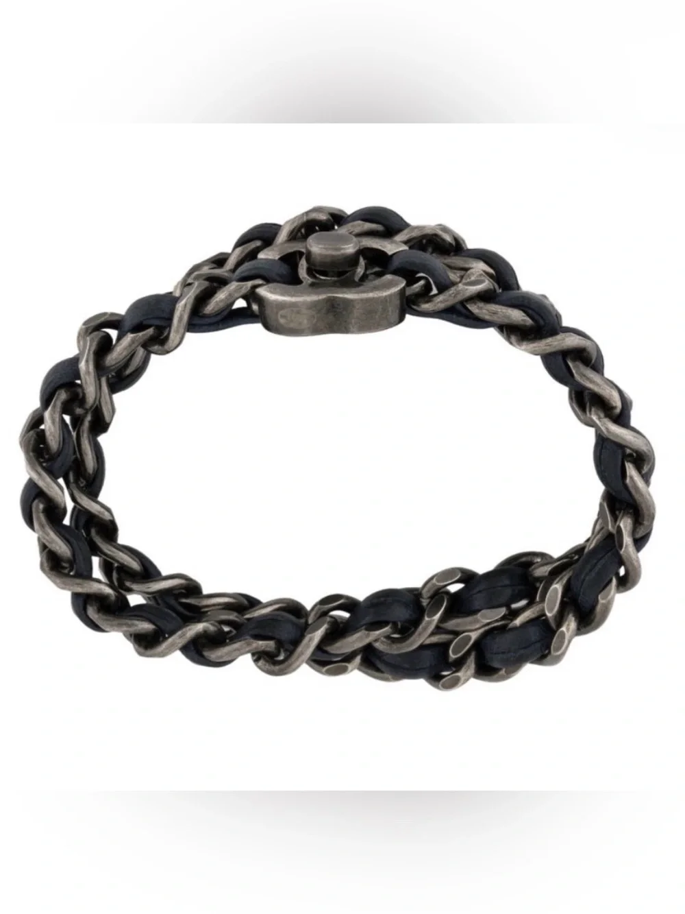 Chanel Blue Leather Wrap Bracelet